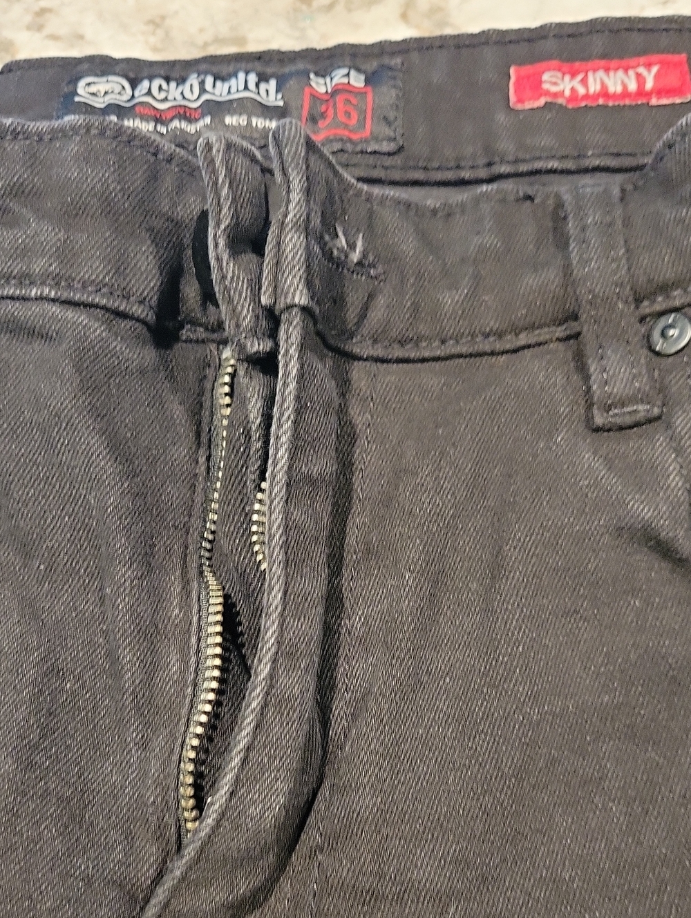 Ecko Unlimited Black Denim Jeans with Contrast Pocket Trim